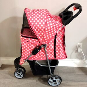 VIVO Dog Cat Pet Stroller Pink with White Polka Dots (Like New)